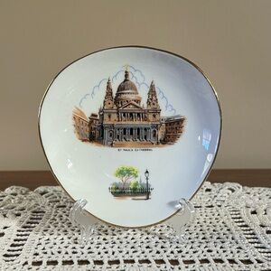 Adderley Bone China Trinket Tray St. Paul's Cathedral Floral Made in England